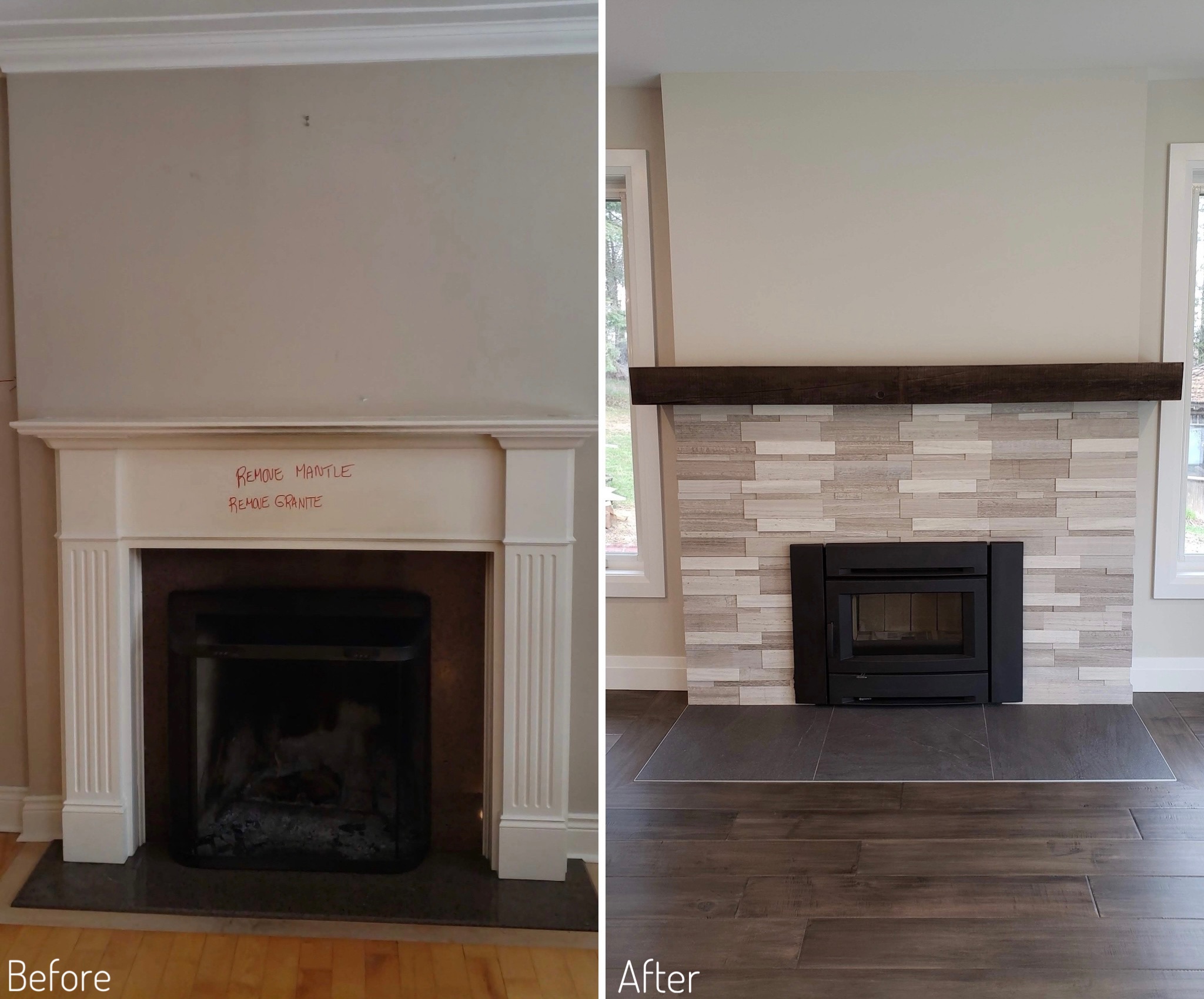 Before and After fireplace
