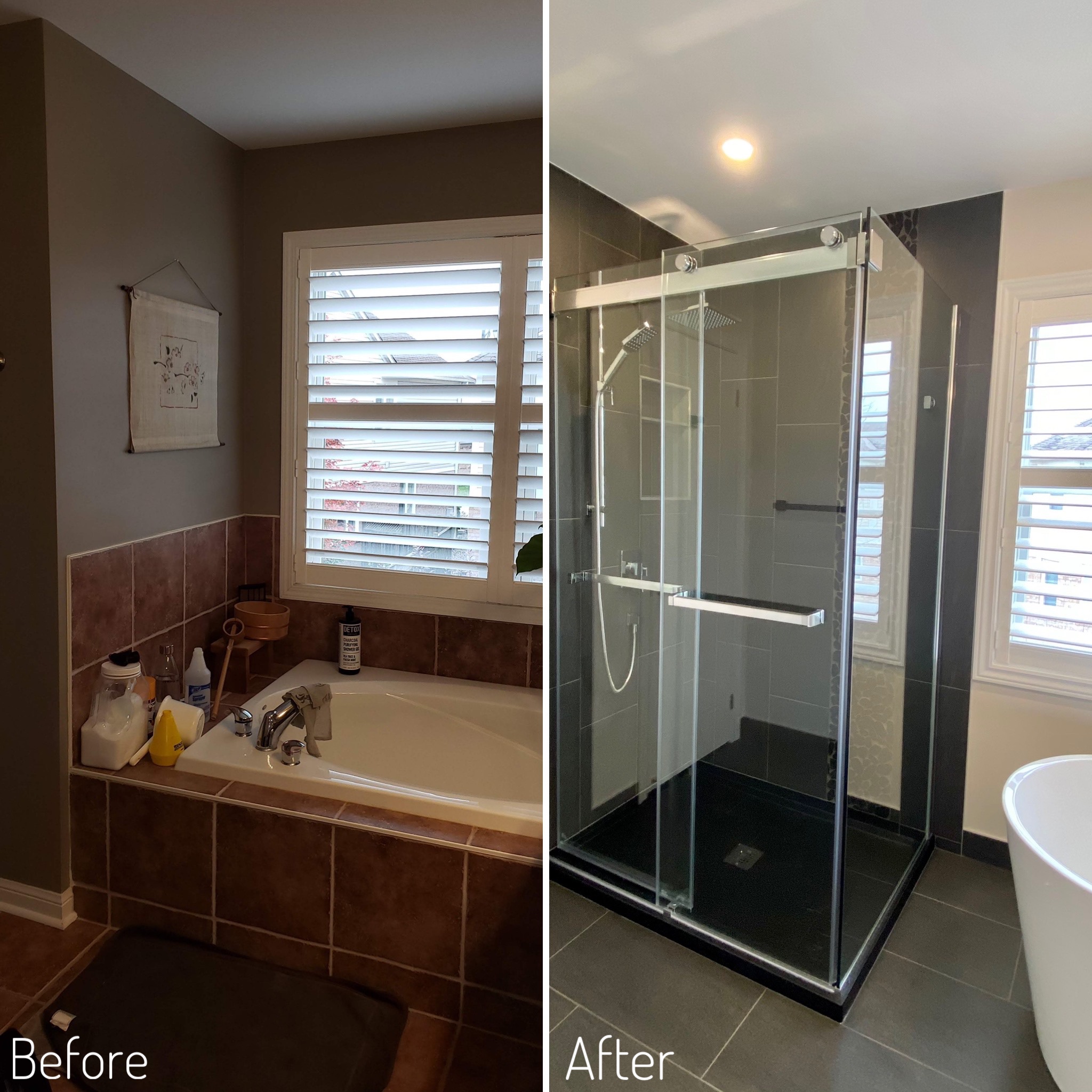 Before and After Side Shower