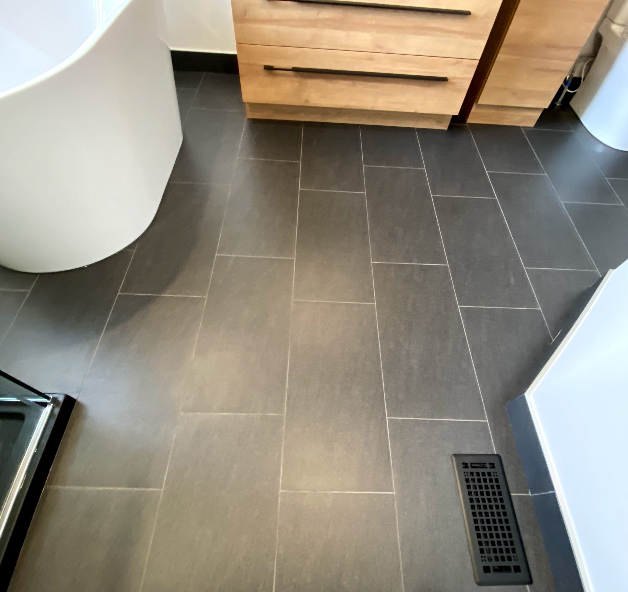 Notion carbon 12x24 rectified porcelain tile for floors and baseboards