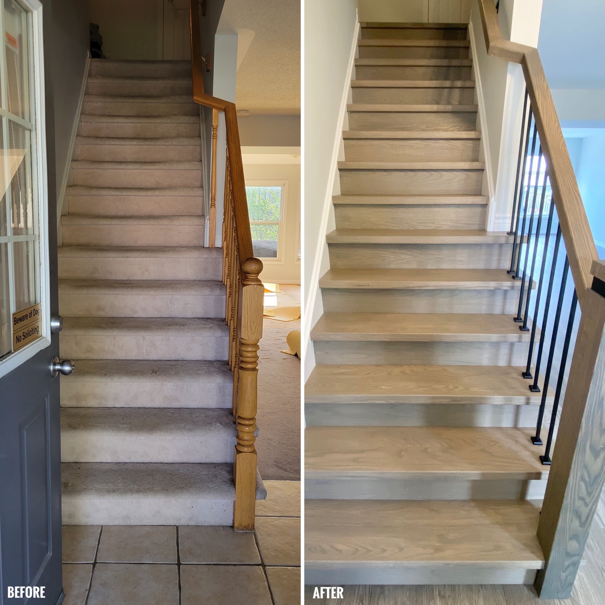 Before and after stairwell area
