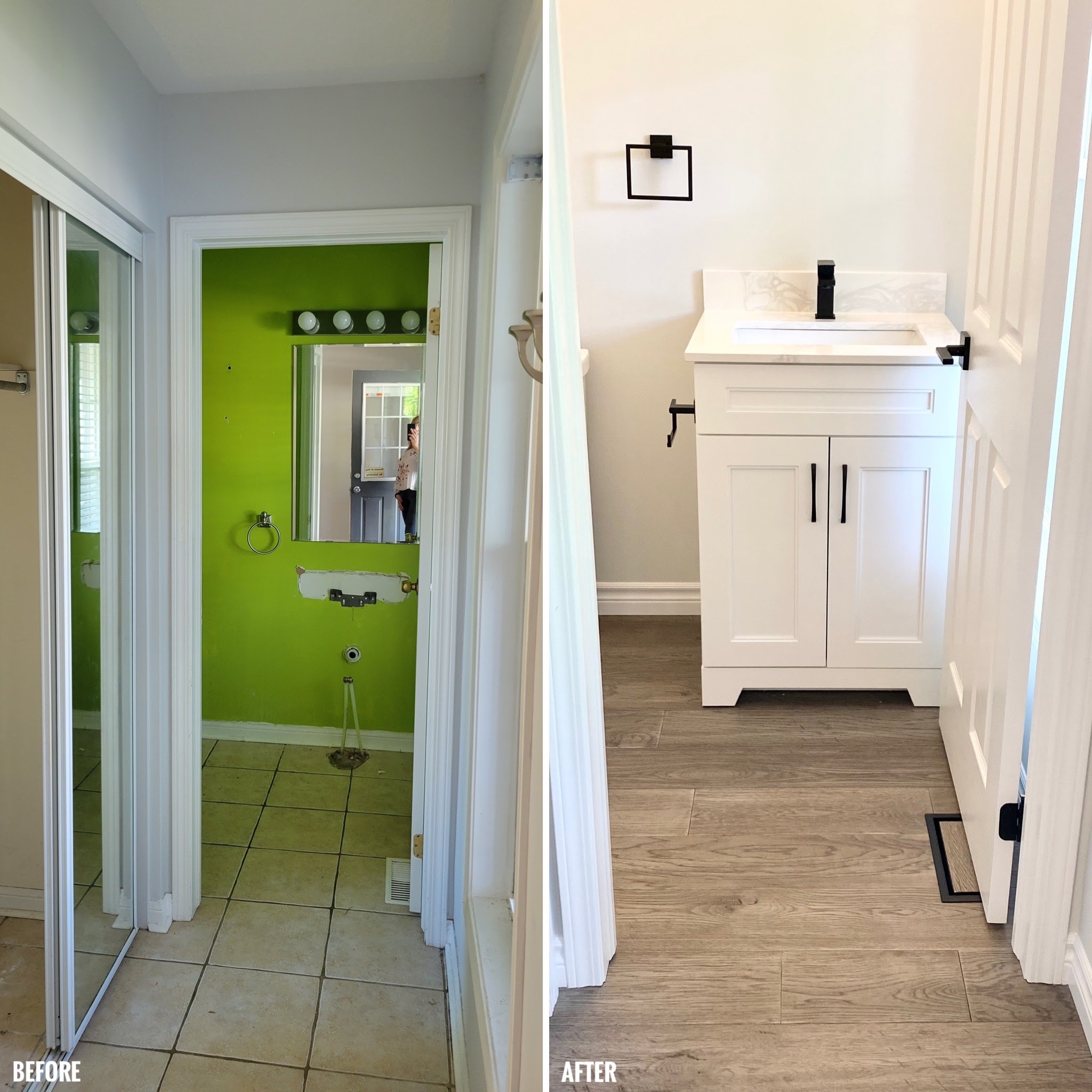 Before and after powder room