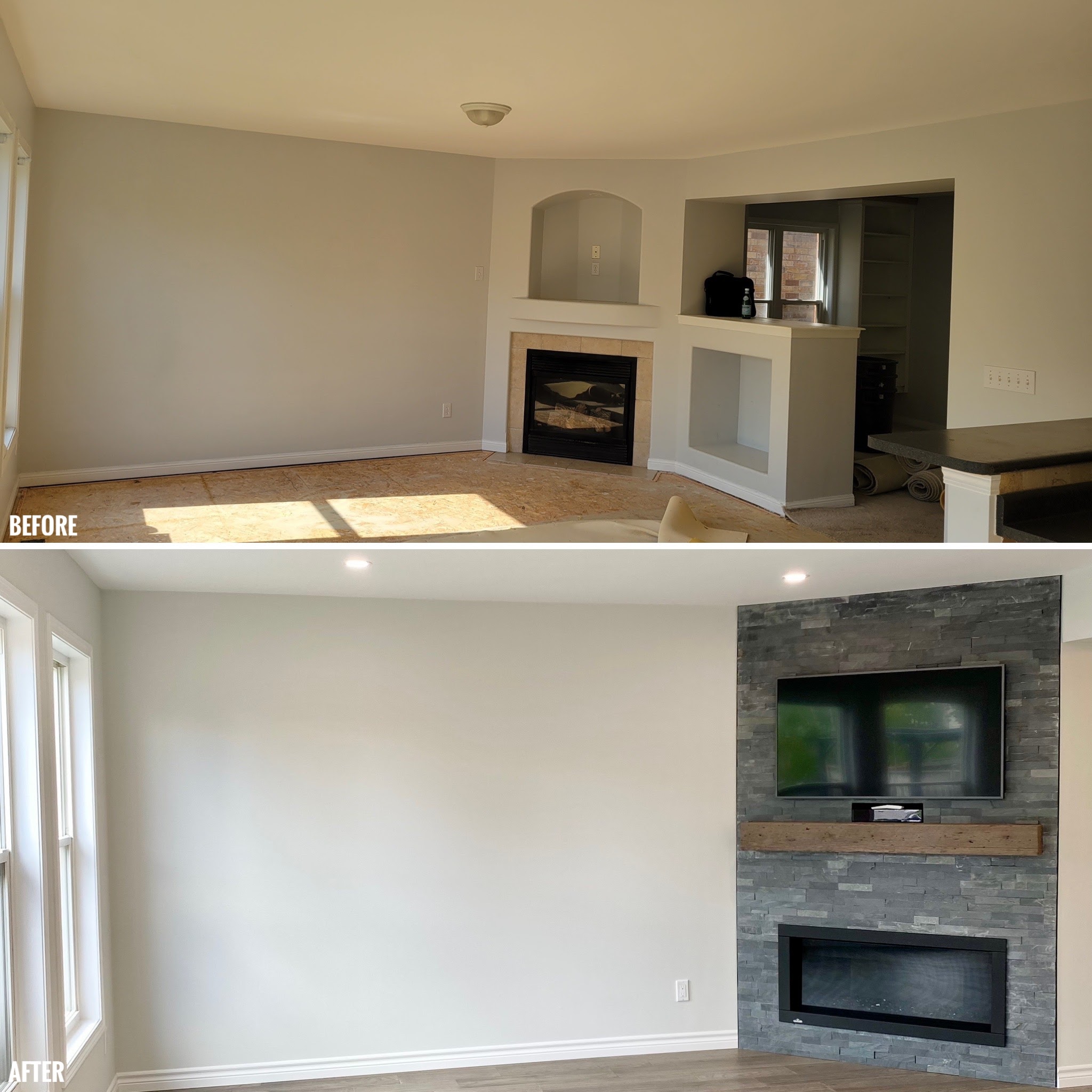 Before and after living room