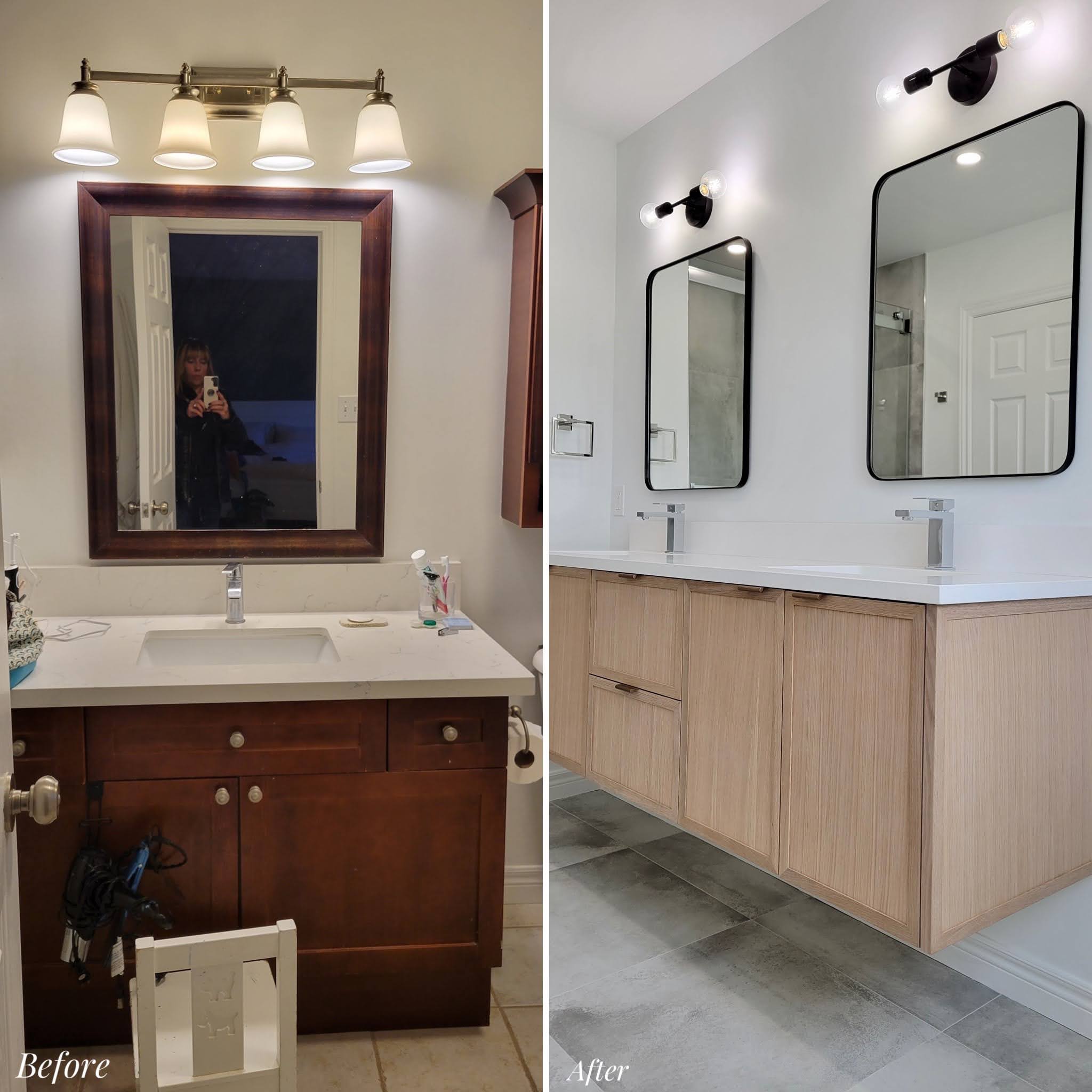 Before and after ensuite vanity