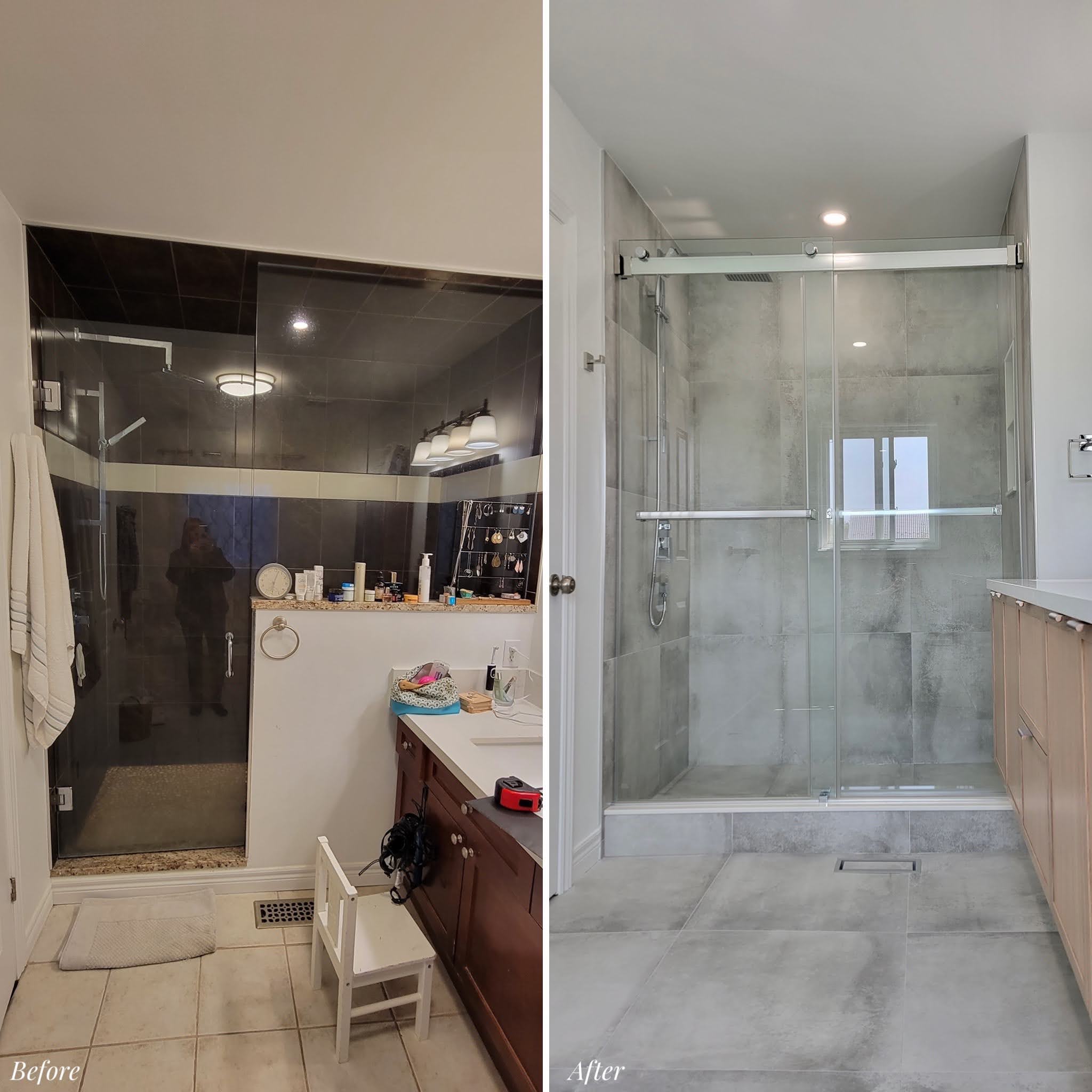 Before and after ensuite shower